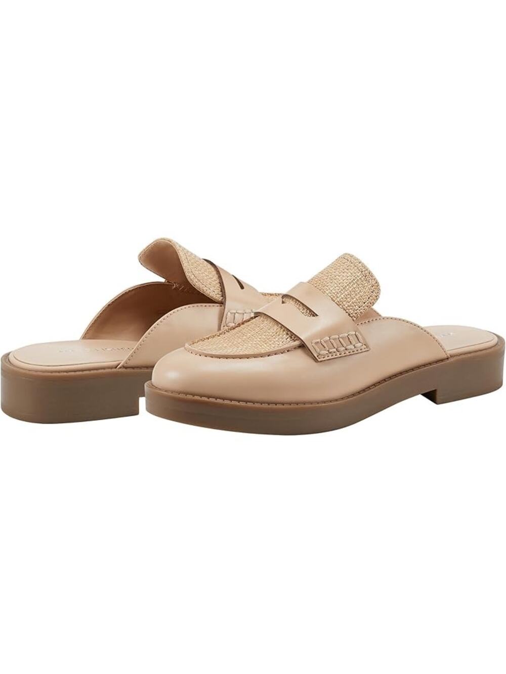 Marc Fisher Tan Neutral Caned Almond Toe Slide On Loafer Mule - Size 9.5